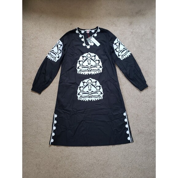 Frances Valentine Dresses & Skirts - NWT Frances Valentine Size XS Kris Midi Dress Black & White Embroidered Boho